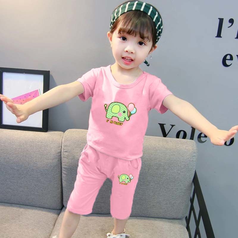 2024 new summer style girls' pure cotton short-sleeved two-piece suit, trendy children's casual summer clothes, fashionable and fashionable for children and middle-aged children