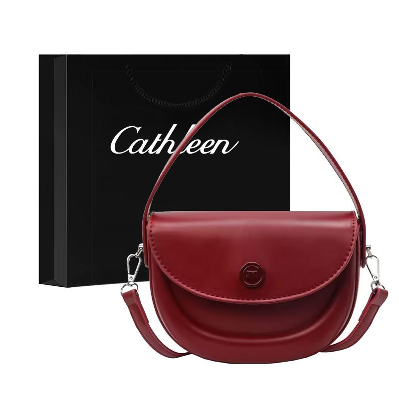 Kathryn's new hand-held red bag for women, trendy Korean niche saddle bag, versatile crossbody bag, armpit bag for going out