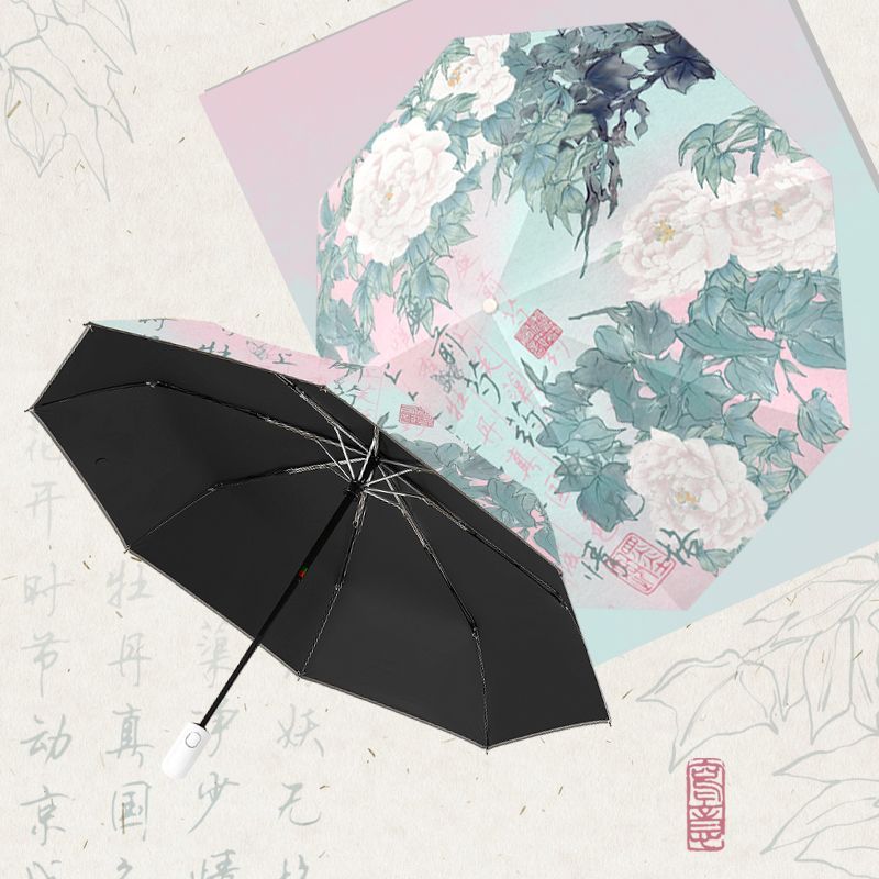 新中式遮阳伞结实抗风太阳伞小巧折叠晴雨两用防晒防紫外线雨伞