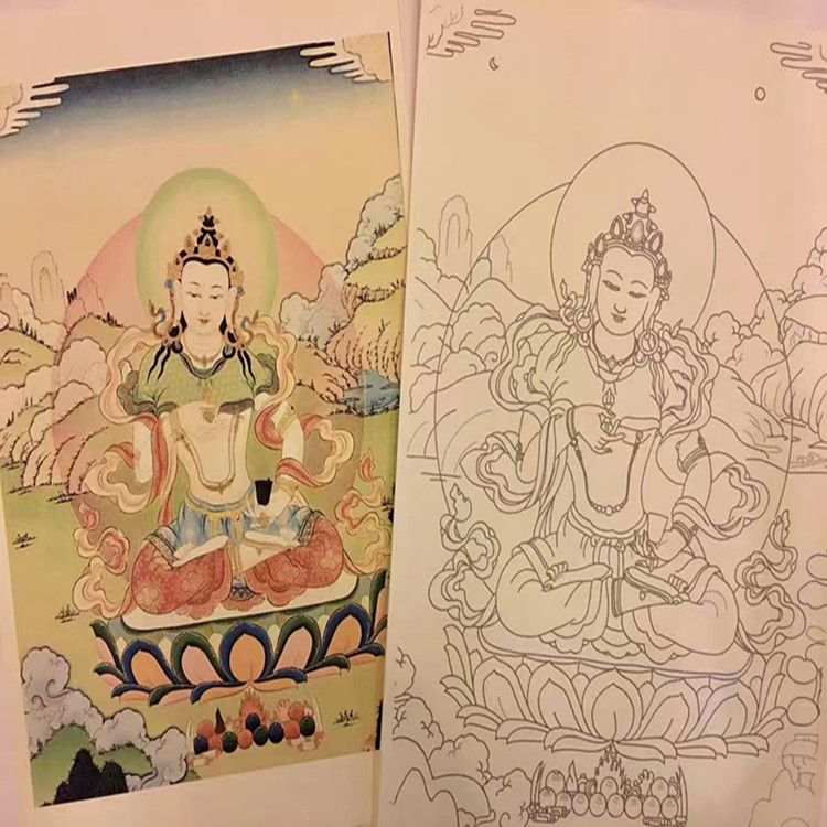Traditional Hand-Painted Green Tara Thangka 2