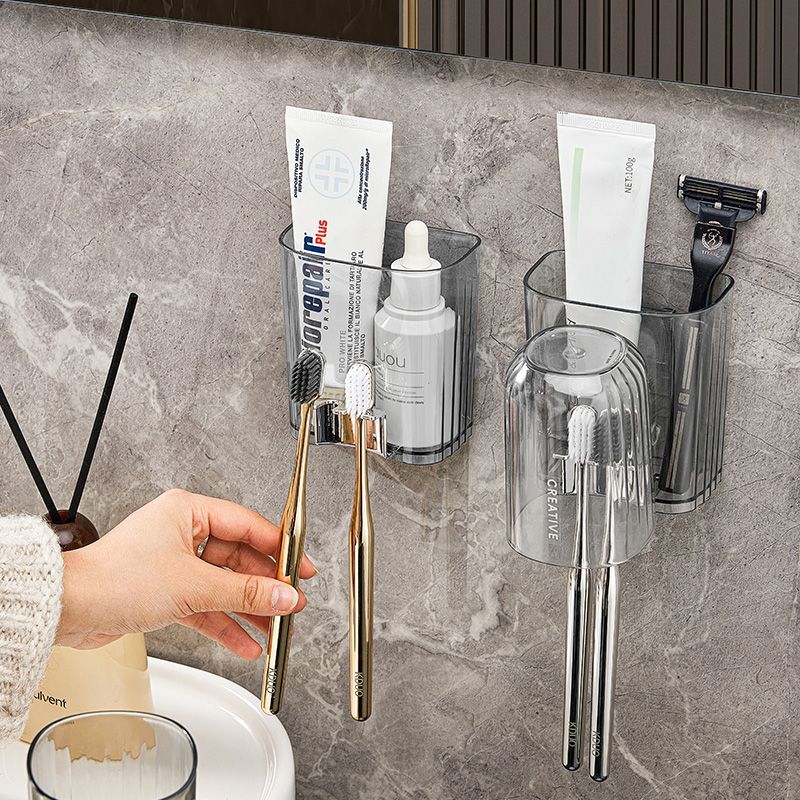 牙刷置物架免打孔壁挂式刷牙杯漱口杯卫生间洗漱用品收纳架牙具架