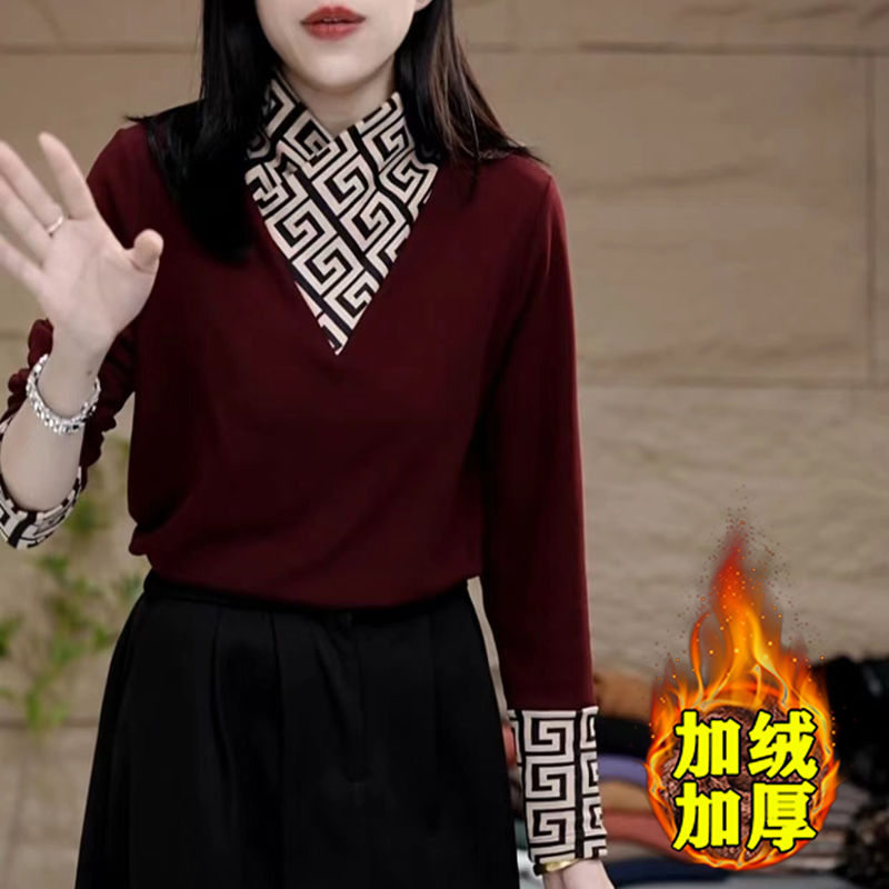 2023冬季新品顯瘦時尚長袖加絨加厚半高領洋氣保暖女士打底上衣