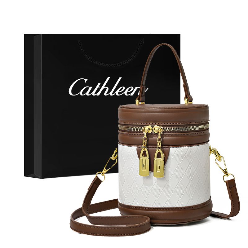 Kathryn's popular fashion portable bucket bag women's new high-end texture contrasting color niche single shoulder crossbody bag