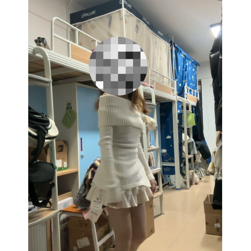 學院風套裝女2024春季新款純欲一字肩修身針織毛衣高腰蛋糕半身裙