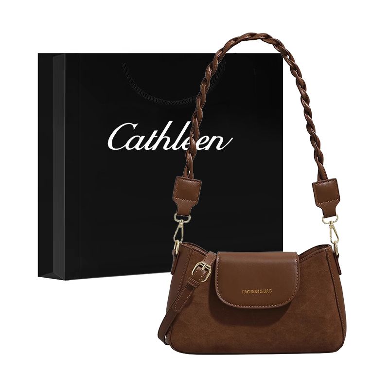 Kathleen's high-looking, lazy style French shoulder bag, small square bag, new trendy, fashionable and versatile texture handbag