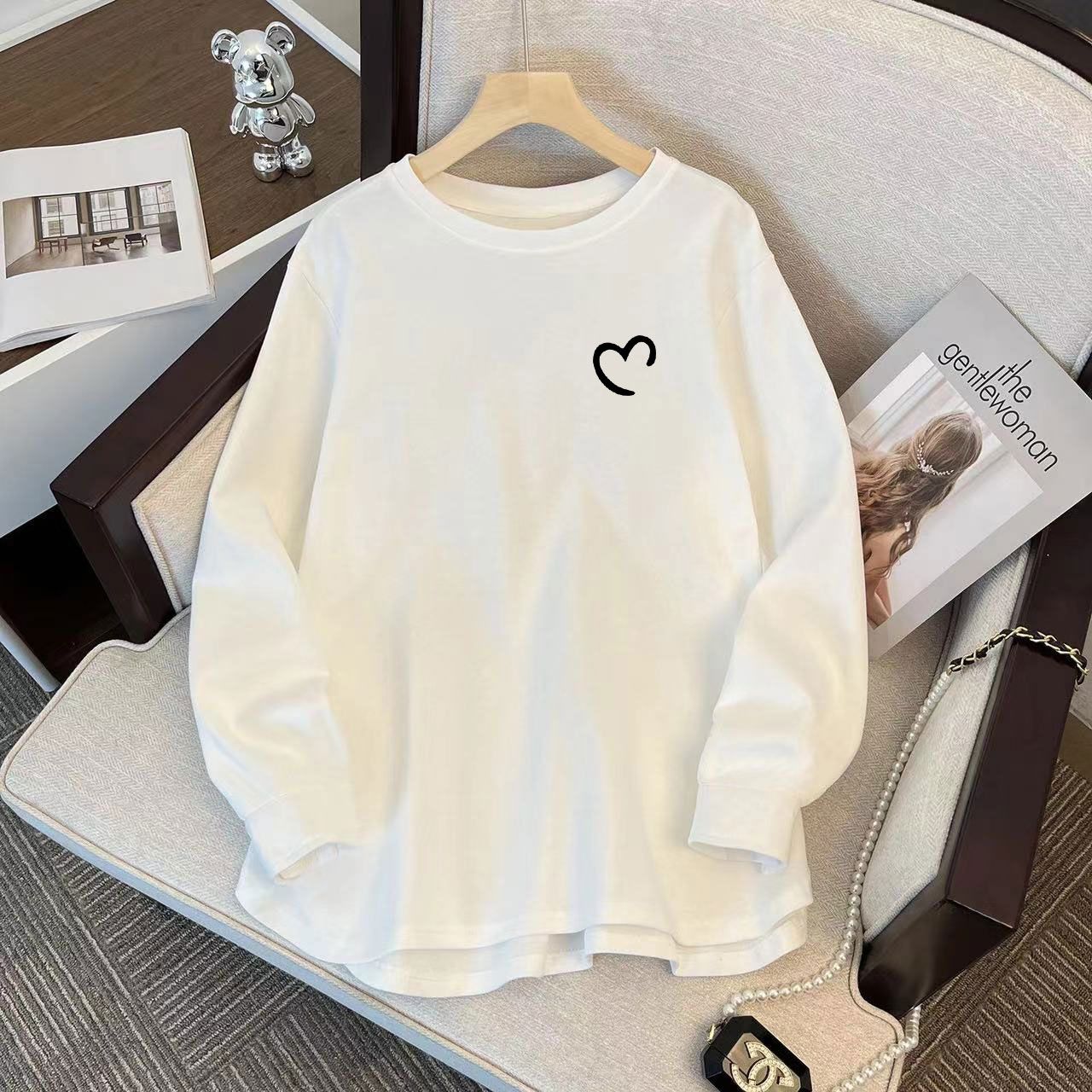2022 new long-sleeved T-shirt for women salt thin autumn student Korean version loose Japanese versatile college style top ins