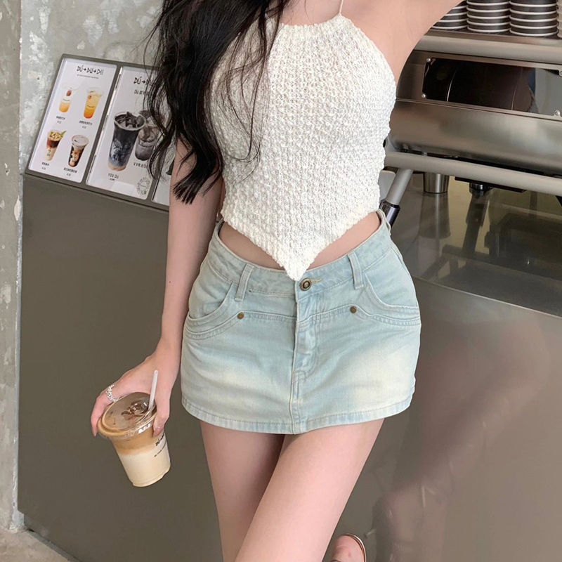 辣妹牛仔a字半身裙女夏季高腰顯瘦防走光包臀裙超短裙性感裙子潮