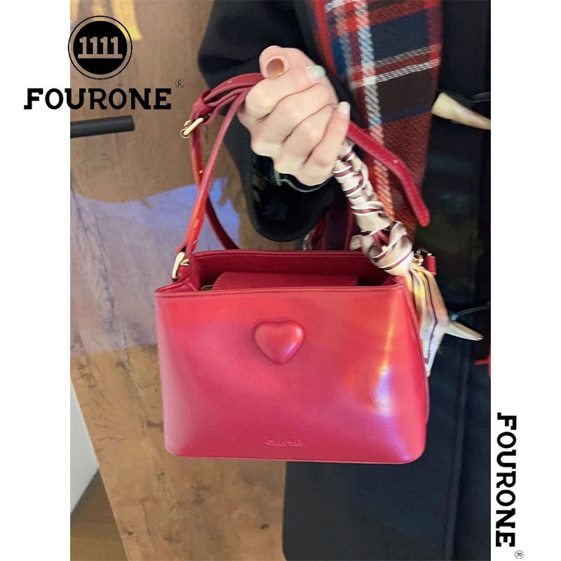 Red Wedding Festive Bag High-end New Winter Bucket Wedding Banquet Shoulder Crossbody Bag Bridal Bag