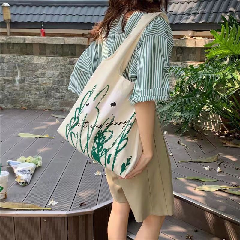 New canvas bag large capacity shoulder bag for female students Korean version all-match school bag fashion all-match handbag tote bag