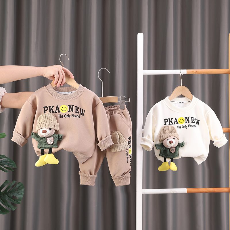 Baby cartoon sweatshirt set for children 2024 new clothes spring and autumn style boys and girls casual two-piece set