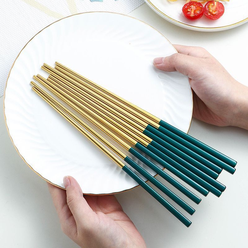 304不锈钢筷子家用食品级筷子防滑防霉耐高温高档筷子尖头铁快子