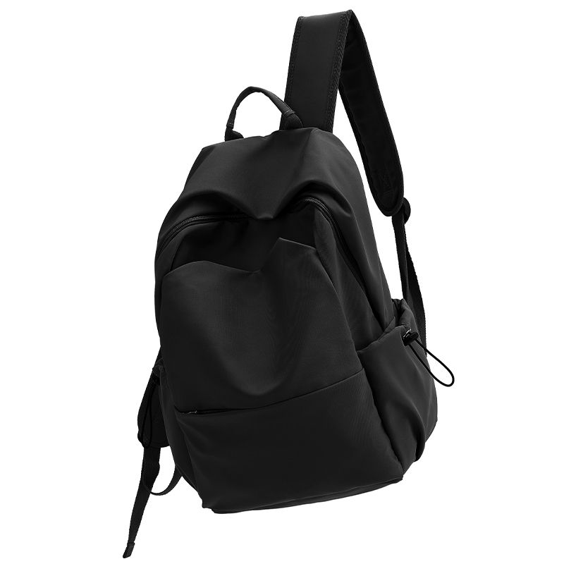 Black backpack for female junior high school students, large capacity travel backpack, male college student computer bag, Korean style school bag