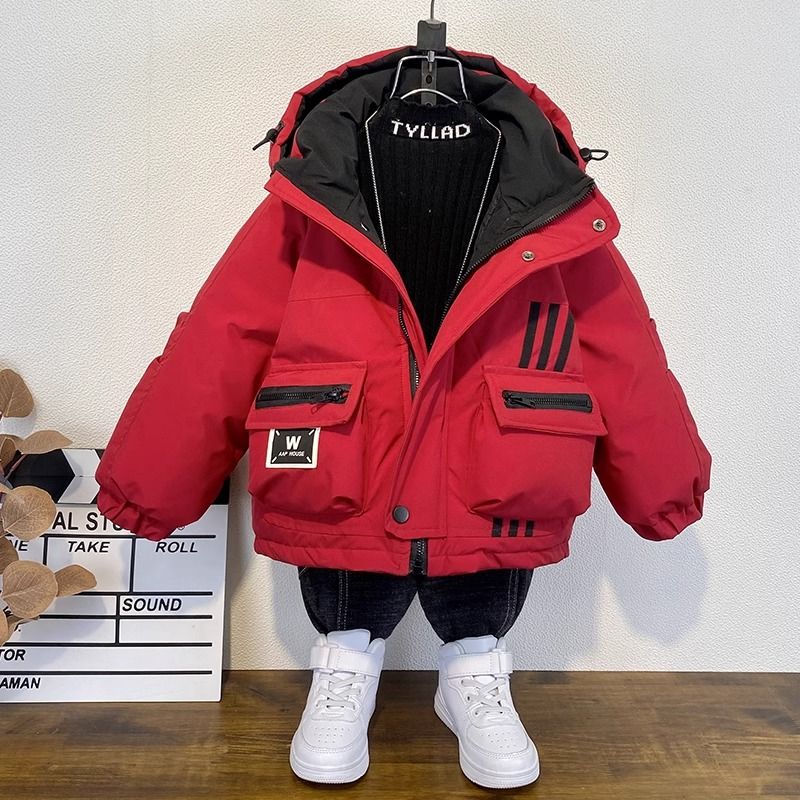 男童冬季羽絨服2024新款洋氣兒童白鴨絨棉服時髦寶寶棉衣加厚外套
