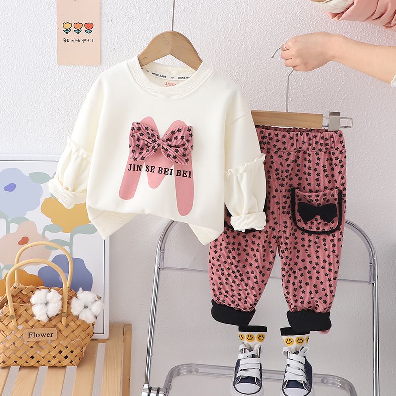 Baby girl's spring long-sleeved split two-piece set super western celebrity baby clothes cute girls sweatshirt set