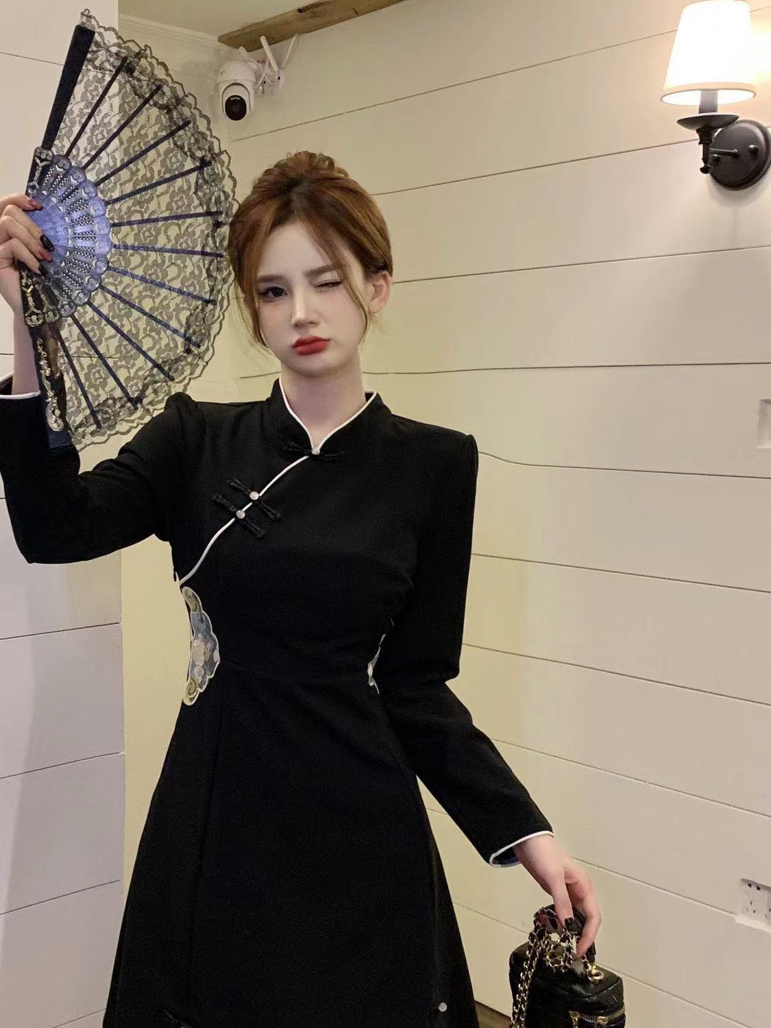 大碼女裝胖mm復古民國新中式旗袍年輕款高端氣質女春秋長袖連衣裙