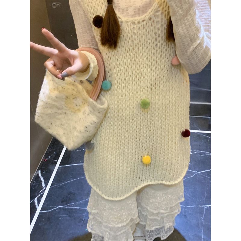 秋冬暖呼呼充棉手柄手提包包女小眾設計水桶包韓系可愛百搭毛絨包