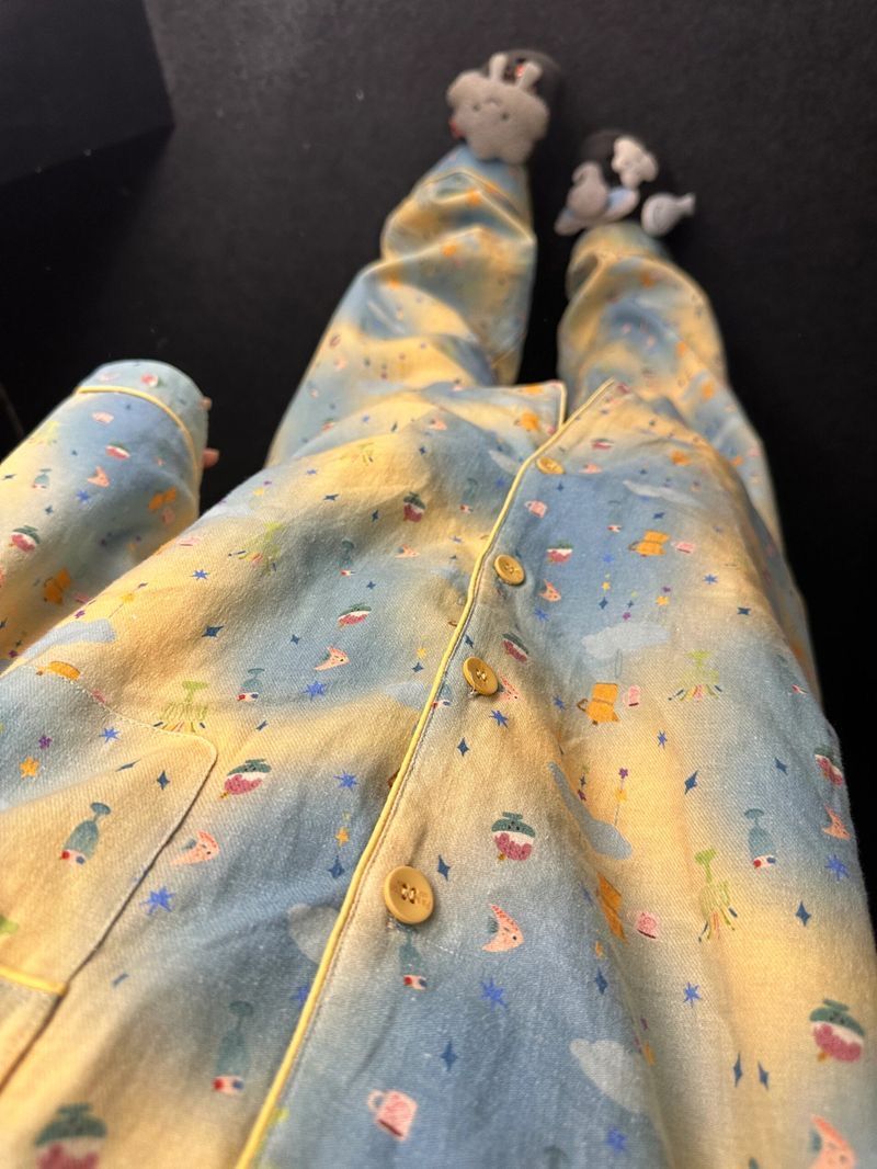 韓系高級感暈染星星印花長袖睡衣女春秋季新款家居服休閒大碼套裝