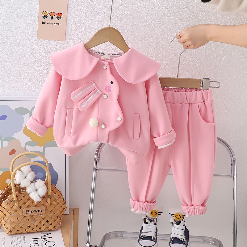 女寶寶套裝女童秋裝衣服嬰幼兒童裝洋氣春秋季運動兩件套小童新款