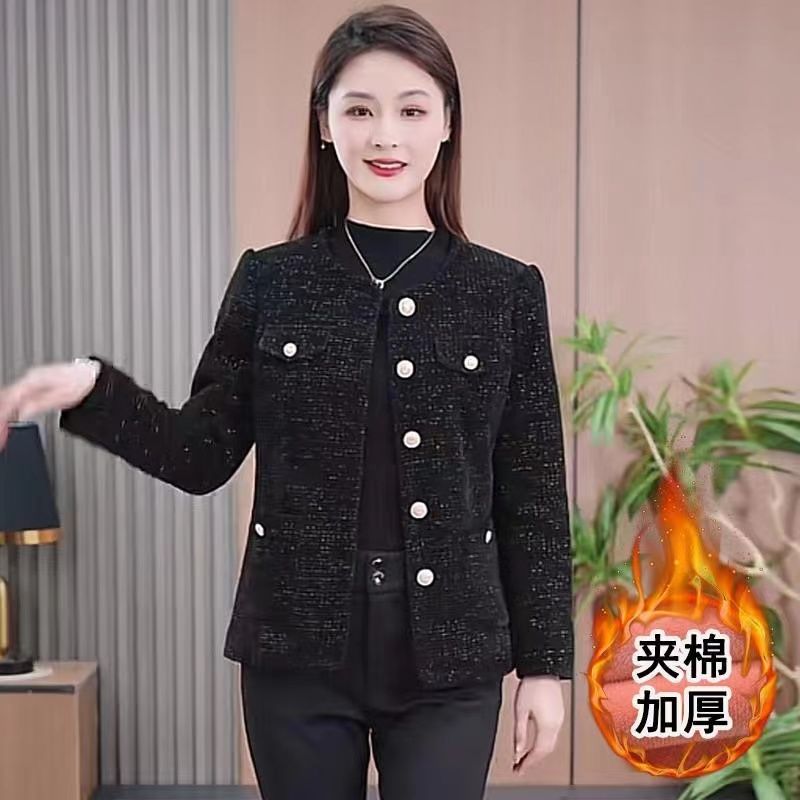 Xiaoxiangfeng woolen coat women's short style 2023 autumn and winter new style round neck top quilted woolen coat