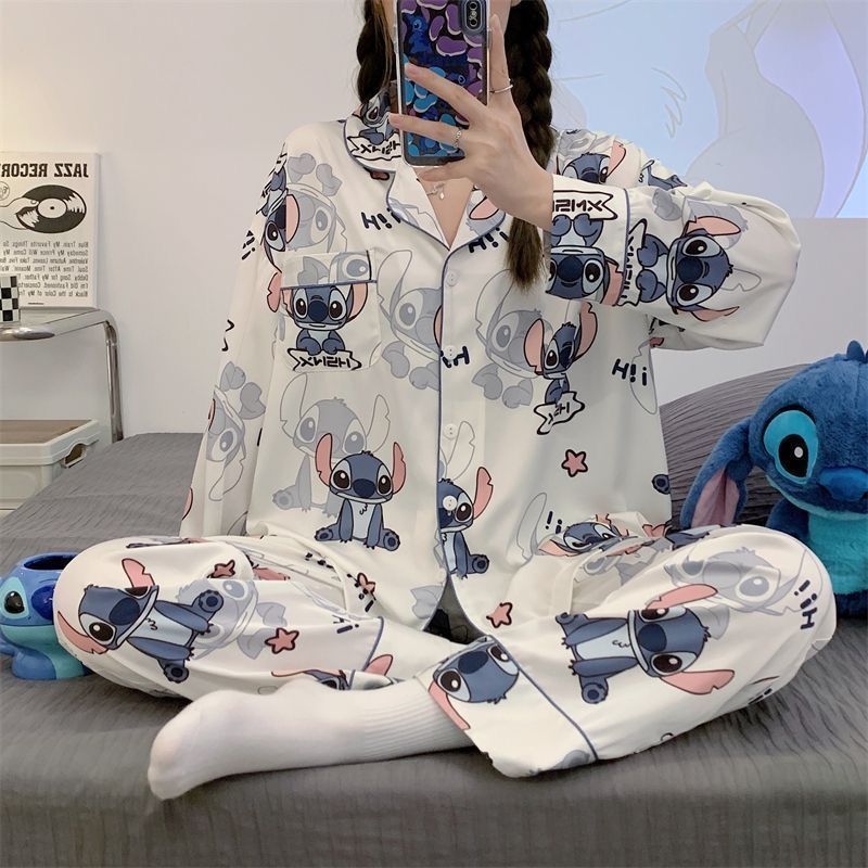 Pajamas for women spring and autumn pure cotton long-sleeved student cute plus size home wear summer 2024 new two-piece suit