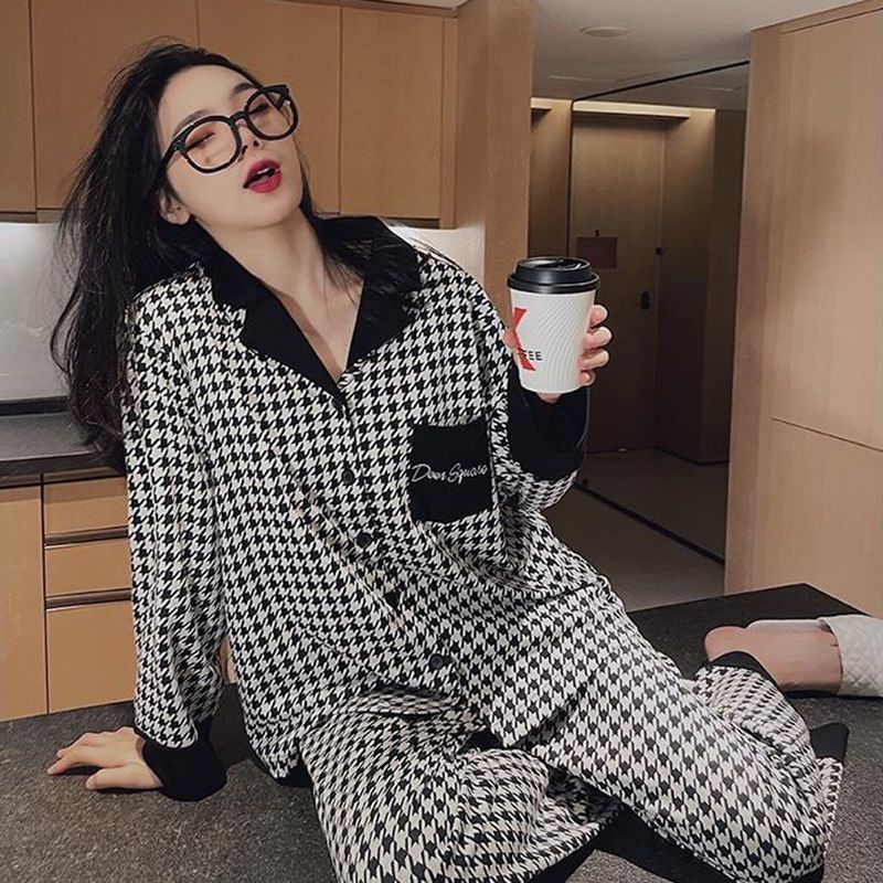 Pajamas for women spring and autumn pure cotton long-sleeved student cute plus size home wear summer 2024 new two-piece suit