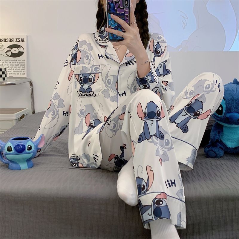 Pajamas for women spring and autumn pure cotton long-sleeved student cute plus size home wear summer 2024 new two-piece suit