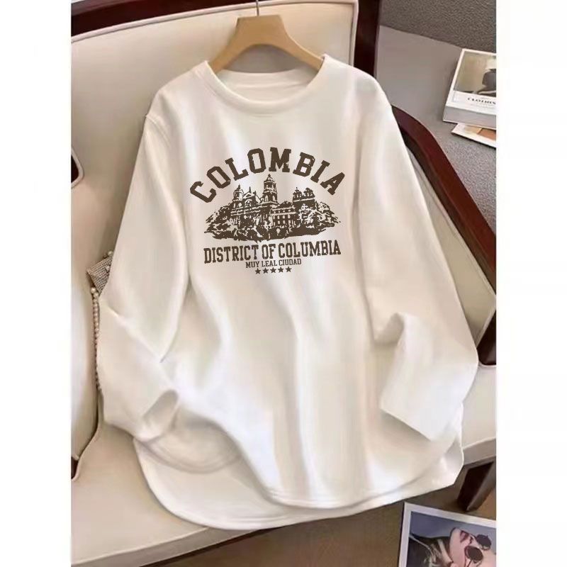 White inner pure cotton long-sleeved T-shirt women's trendy spring new versatile layered bottoming shirt regular style top ins