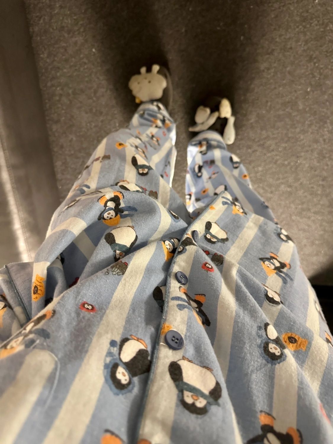 可愛卡通企鵝印花慵懶風秋冬季加厚磨毛宿舍長袖睡衣女生休閒套裝