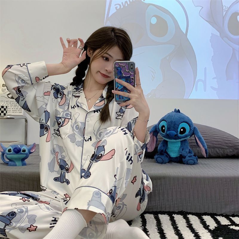 Pajamas for women spring and autumn pure cotton long-sleeved student cute plus size home wear summer 2024 new two-piece suit