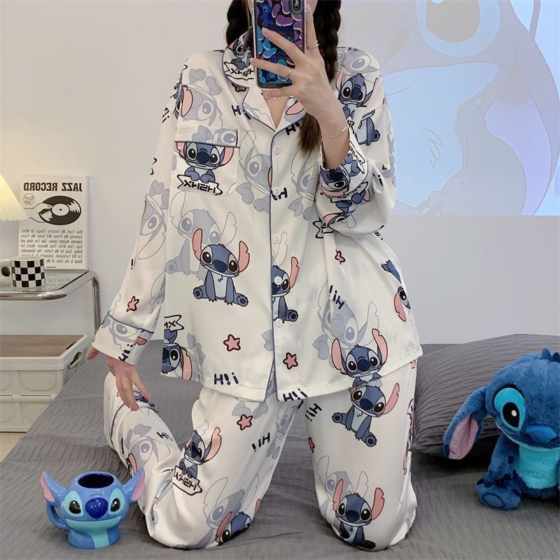 Pajamas for women spring and autumn pure cotton long-sleeved student cute plus size home wear summer 2024 new two-piece suit