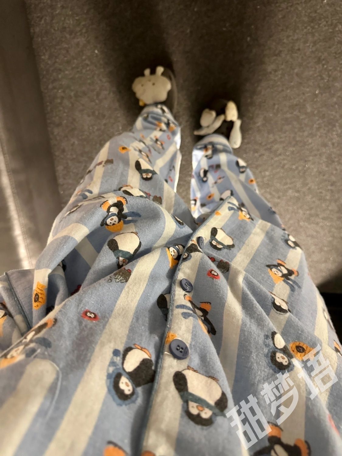 可愛卡通企鵝印花慵懶風秋冬季加厚磨毛宿舍長袖睡衣女生休閒套裝
