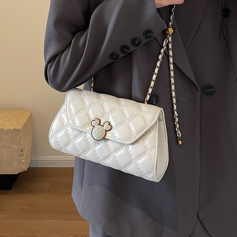 Simple Korean style casual small square bag for women 2024 new autumn and winter versatile rhombus chain crossbody bag commuter armpit bag