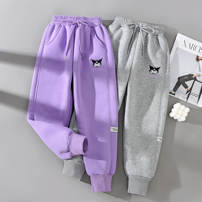 Girls' pants with velvet and thickening for winter  autumn and winter new fashion casual sweatpants all-in-one velvet alpaca