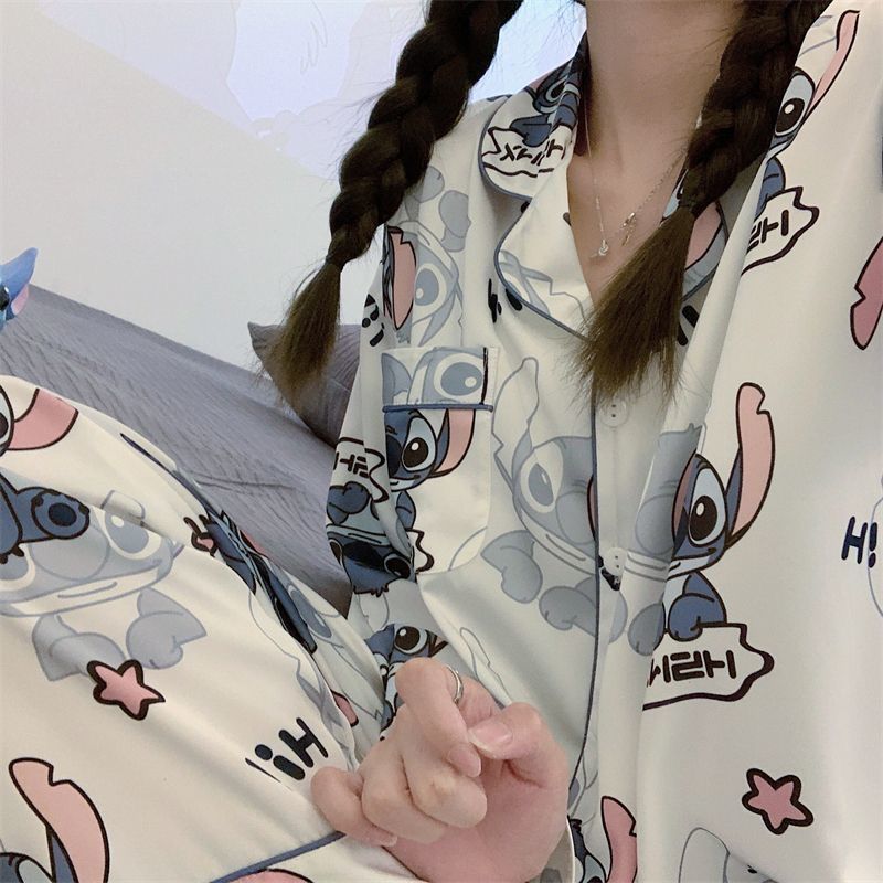 Pajamas for women spring and autumn pure cotton long-sleeved student cute plus size home wear summer 2024 new two-piece suit