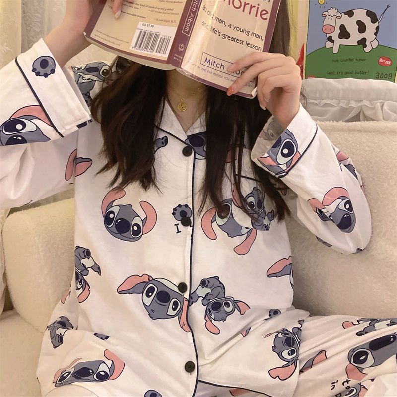 Pajamas for women spring and autumn pure cotton long-sleeved student cute plus size home wear summer 2024 new two-piece suit