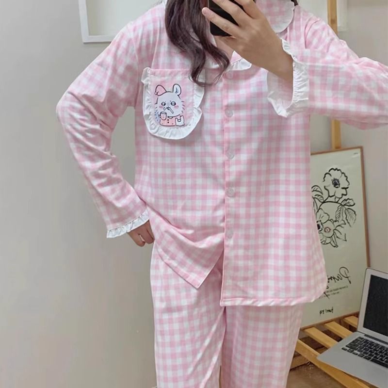 ins風日系倉鼠睡衣女春秋季新款卡通甜美可愛學生宿舍外穿居家服
