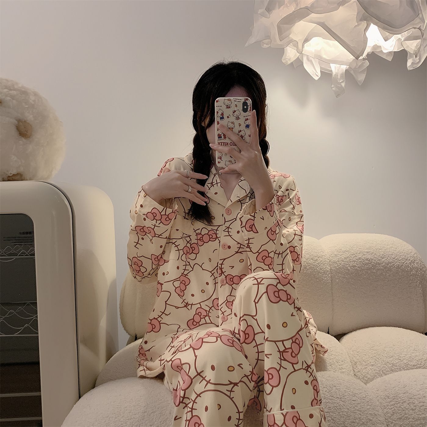Pajamas for women spring and autumn pure cotton long-sleeved student cute plus size home wear summer 2024 new two-piece suit