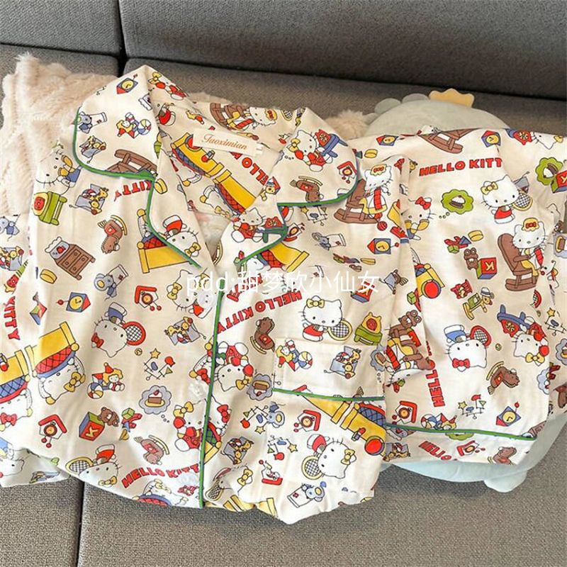 HelloKitty凱蒂貓睡衣女春秋長袖長褲ins日系學生居家服套裝外穿