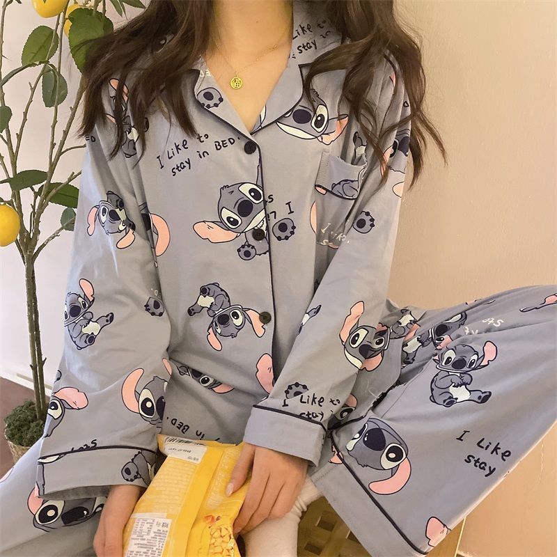 Pajamas for women spring and autumn pure cotton long-sleeved student cute plus size home wear summer 2024 new two-piece suit