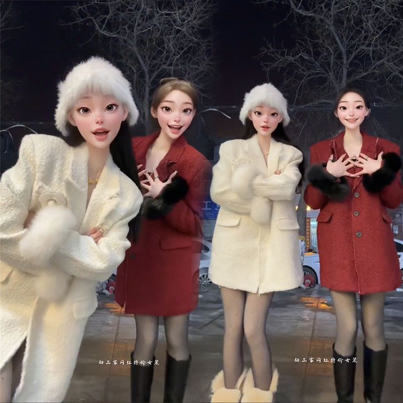 今年流行漂亮2024新年高端洋氣設計感超好看紅色呢子外套女裝春季