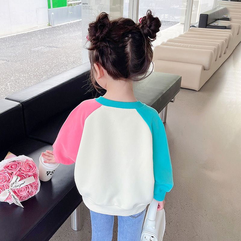 Girls' sweatshirts spring and autumn 2024 new children's clothing spring fashionable long-sleeved baby spring tops trend