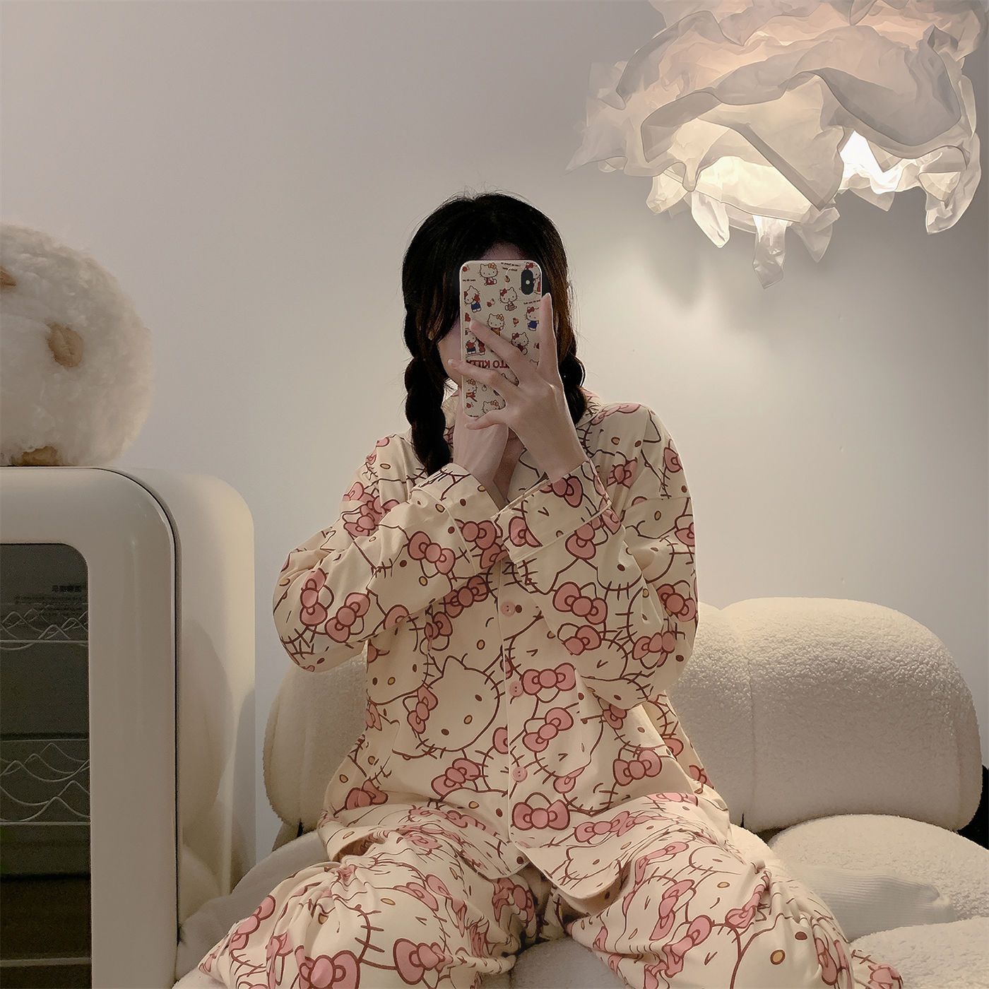 Pajamas for women spring and autumn pure cotton long-sleeved student cute plus size home wear summer 2024 new two-piece suit