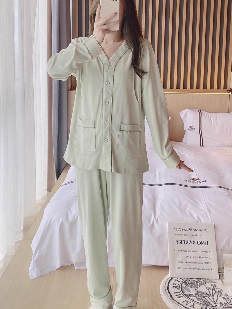 Geqianya confinement clothes pajamas spring and autumn long-sleeved maternal breastfeeding and sweat-absorbing pregnant women's outer wear home clothes set