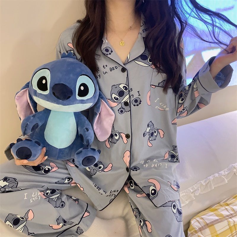 Pajamas for women spring and autumn pure cotton long-sleeved student cute plus size home wear summer 2024 new two-piece suit