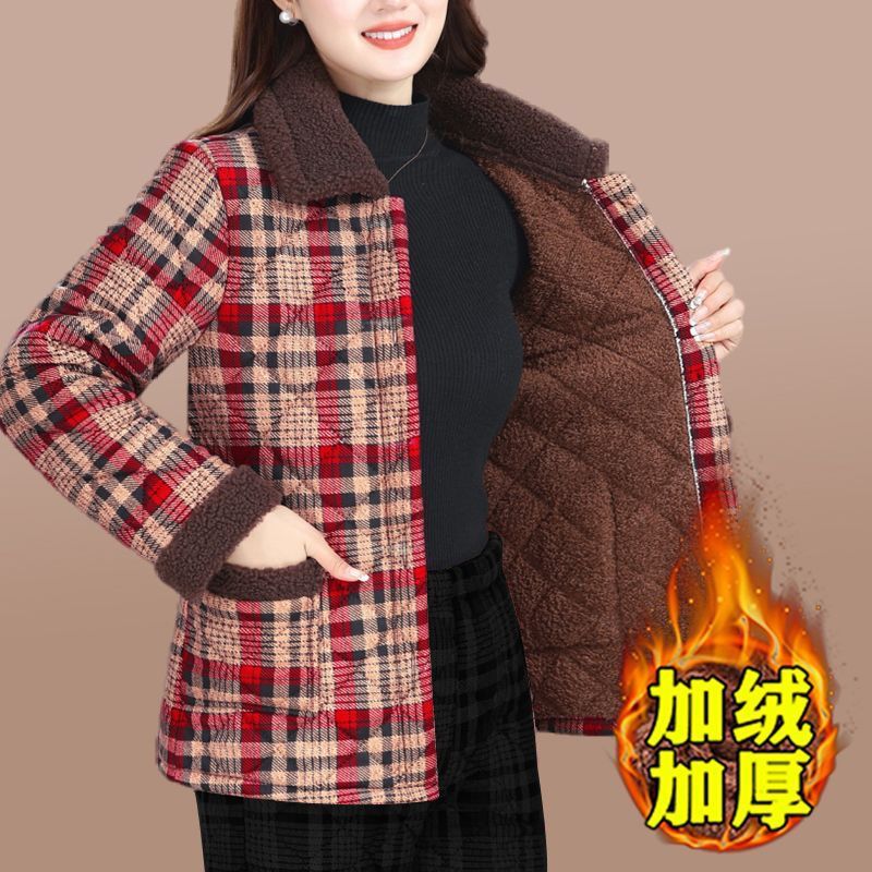 Mother's clothing winter new fashion floral cotton-padded jackets and cotton-padded clothes for middle-aged and elderly women plus velvet and thickened cotton-padded clothes and cotton trousers two-piece set