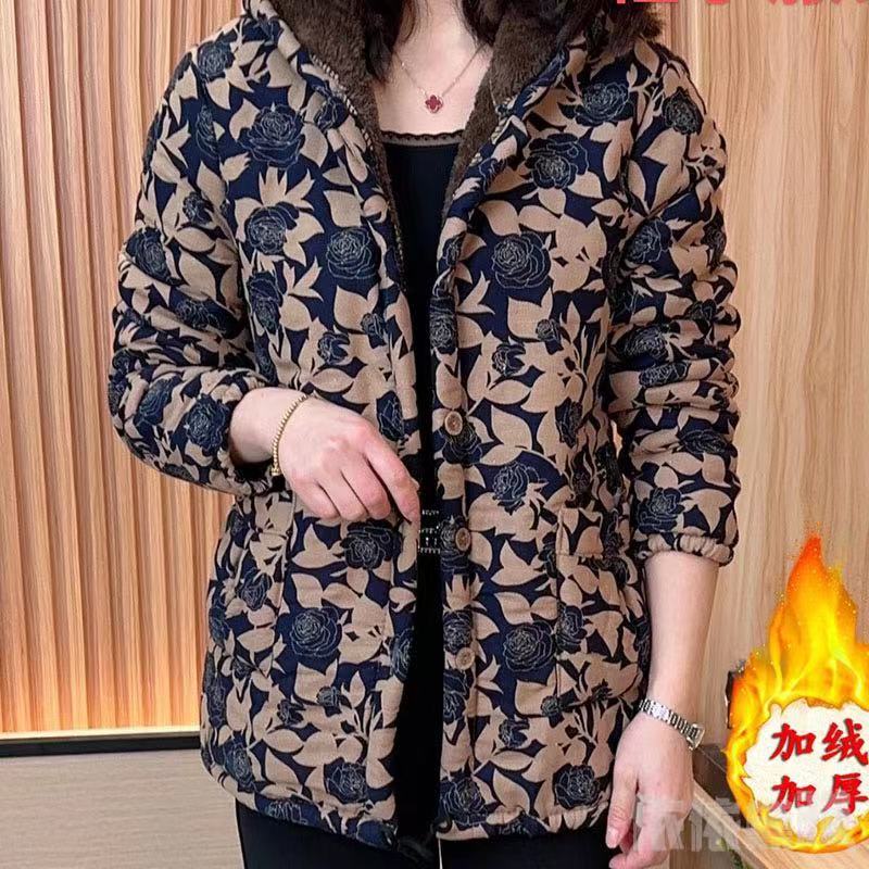  winter new warm, fashionable and stylish velvet thickened hooded colorful mother's cotton padded jacket