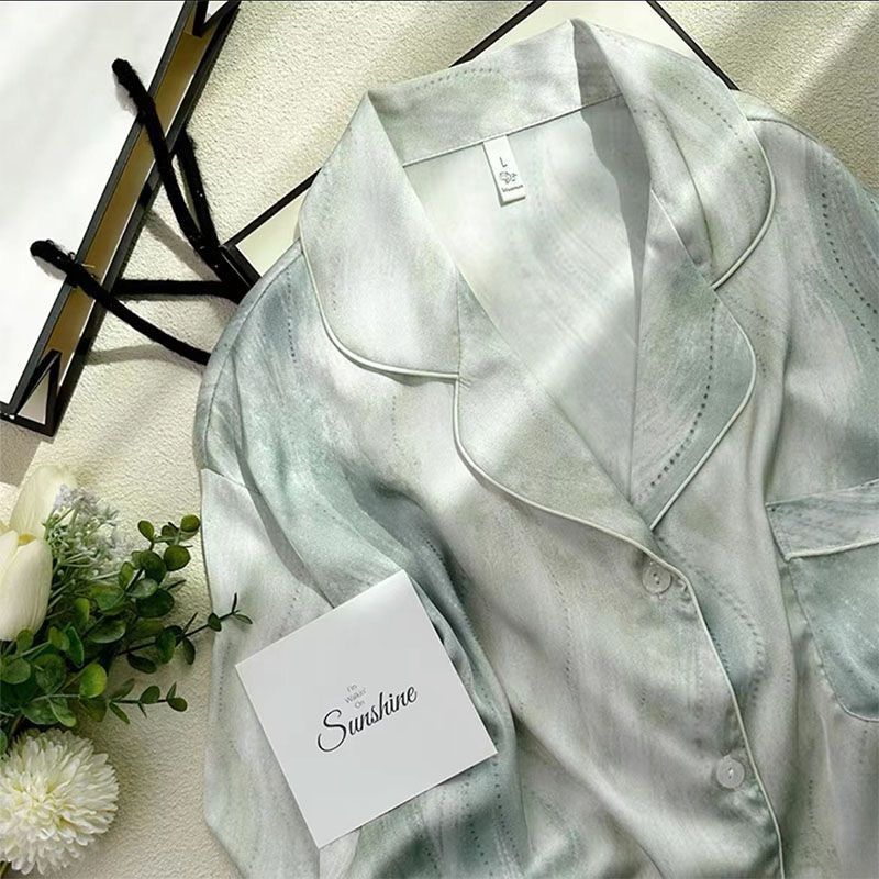 Pajamas for women spring and autumn pure cotton long-sleeved student cute plus size home wear summer 2024 new two-piece suit