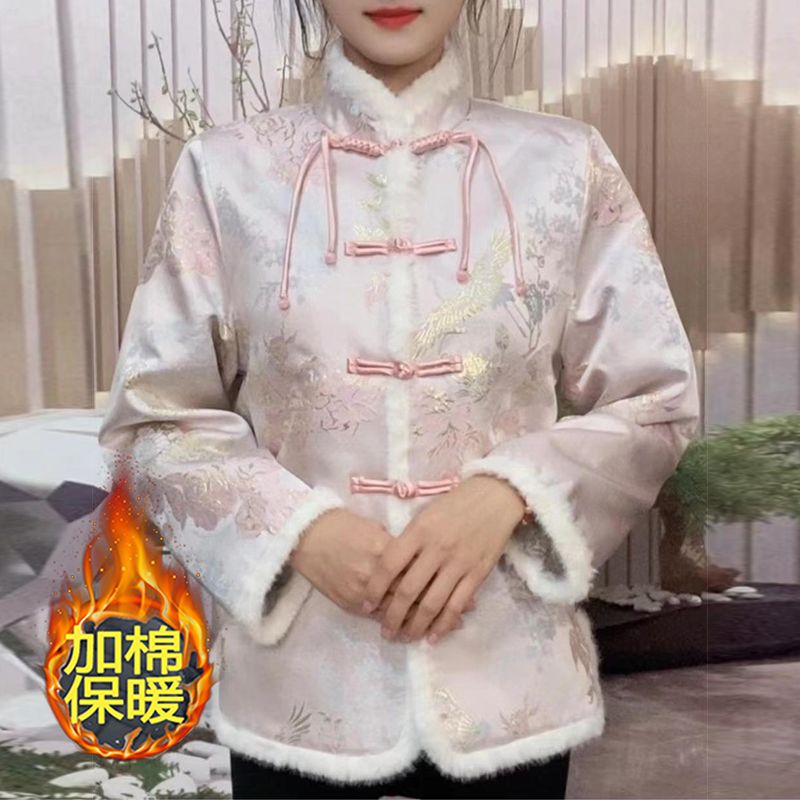 National style women's Chinese tops  thickened Tang suit new style young mother's clothing cotton clothing cheongsam jacket retro women