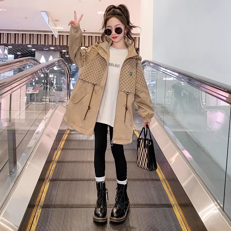 女童外套春裝2024新款洋氣兒童裝風衣韓版春秋款中大童衝鋒衣上衣