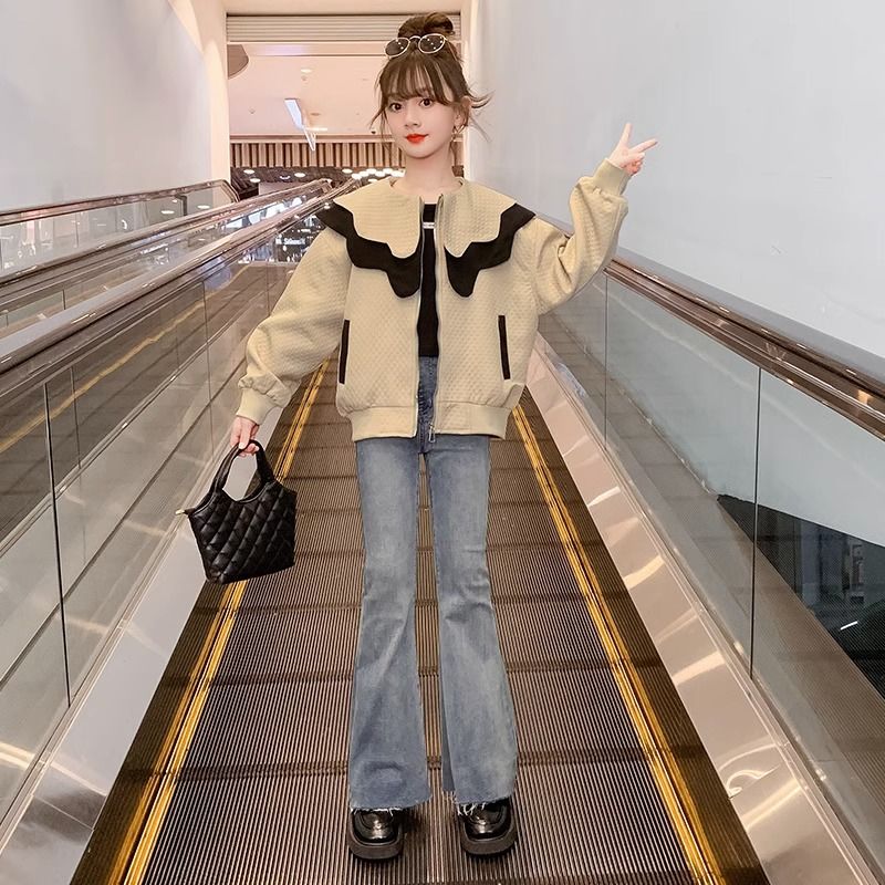 女童外套春裝2024新款洋氣兒童網紅中大童韓版春秋開衫棒球服上衣